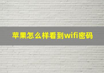 苹果怎么样看到wifi密码