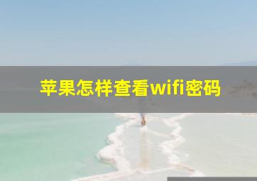 苹果怎样查看wifi密码