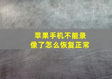 苹果手机不能录像了怎么恢复正常