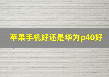 苹果手机好还是华为p40好