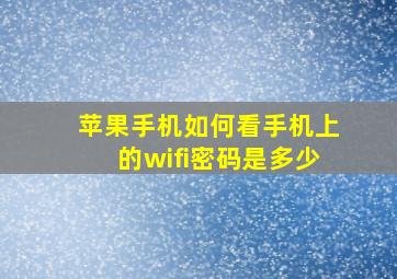 苹果手机如何看手机上的wifi密码是多少