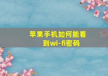 苹果手机如何能看到wi-fi密码