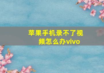 苹果手机录不了视频怎么办vivo