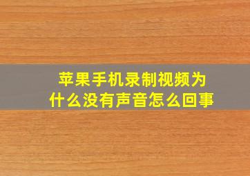 苹果手机录制视频为什么没有声音怎么回事