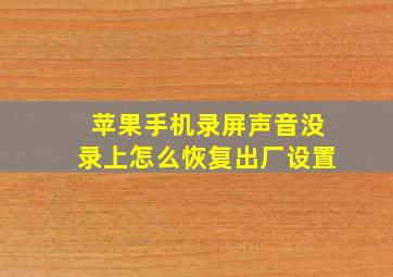 苹果手机录屏声音没录上怎么恢复出厂设置