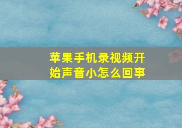 苹果手机录视频开始声音小怎么回事