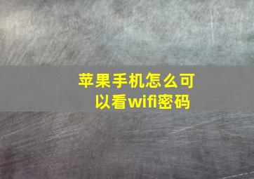 苹果手机怎么可以看wifi密码