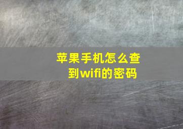 苹果手机怎么查到wifi的密码