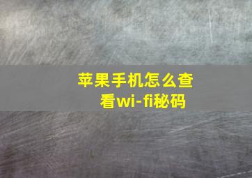 苹果手机怎么查看wi-fi秘码