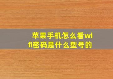 苹果手机怎么看wifi密码是什么型号的