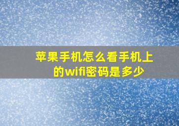 苹果手机怎么看手机上的wifi密码是多少