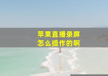 苹果直播录屏怎么操作的啊