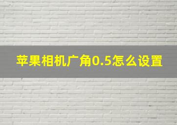 苹果相机广角0.5怎么设置