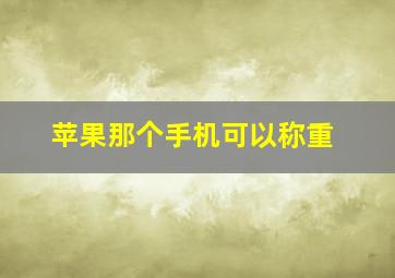 苹果那个手机可以称重