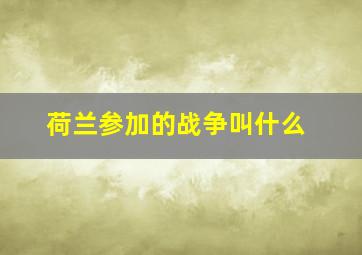 荷兰参加的战争叫什么