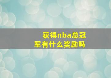 获得nba总冠军有什么奖励吗