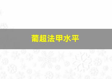 葡超法甲水平