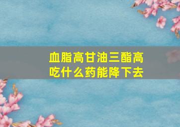 血脂高甘油三酯高吃什么药能降下去