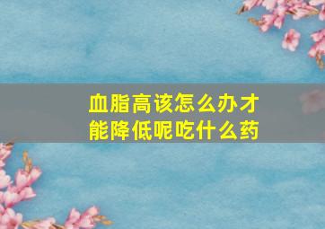 血脂高该怎么办才能降低呢吃什么药