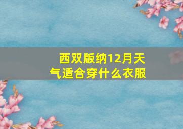 西双版纳12月天气适合穿什么衣服