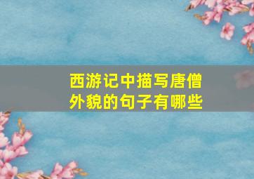 西游记中描写唐僧外貌的句子有哪些