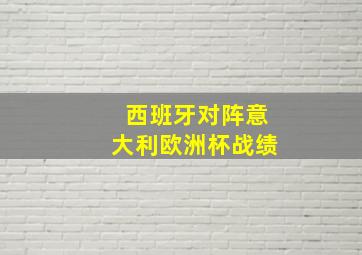 西班牙对阵意大利欧洲杯战绩