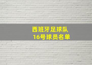 西班牙足球队16号球员名单