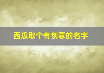 西瓜取个有创意的名字