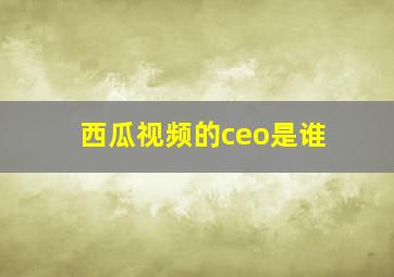 西瓜视频的ceo是谁