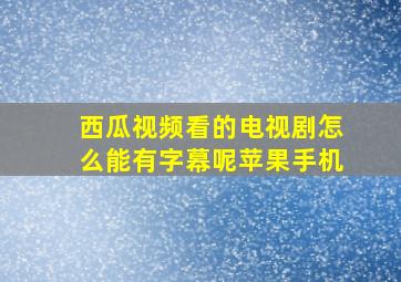 西瓜视频看的电视剧怎么能有字幕呢苹果手机