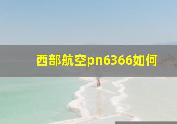 西部航空pn6366如何