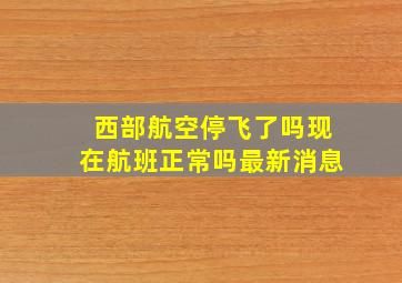 西部航空停飞了吗现在航班正常吗最新消息