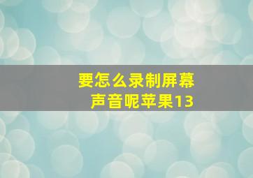 要怎么录制屏幕声音呢苹果13