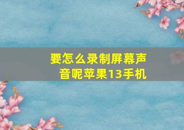 要怎么录制屏幕声音呢苹果13手机