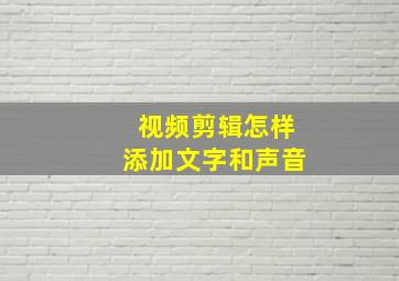 视频剪辑怎样添加文字和声音