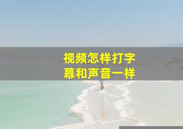 视频怎样打字幕和声音一样