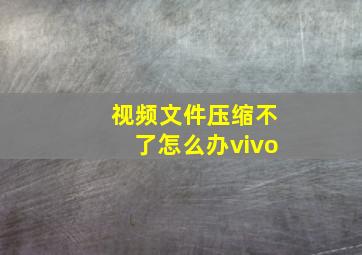 视频文件压缩不了怎么办vivo