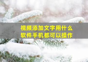 视频添加文字用什么软件手机都可以操作