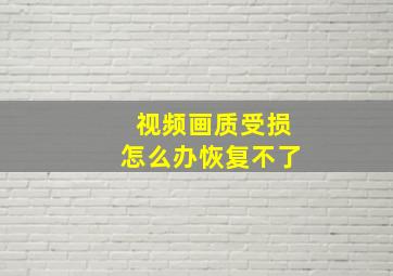 视频画质受损怎么办恢复不了