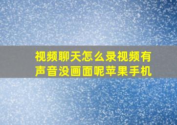 视频聊天怎么录视频有声音没画面呢苹果手机