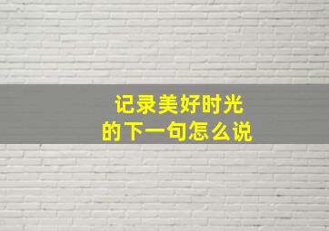 记录美好时光的下一句怎么说