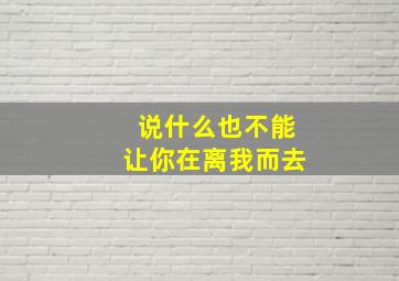 说什么也不能让你在离我而去