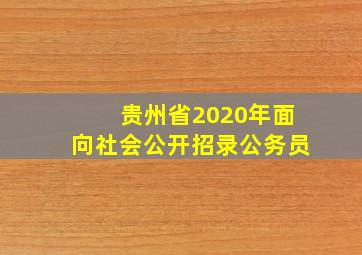 贵州省2020年面向社会公开招录公务员