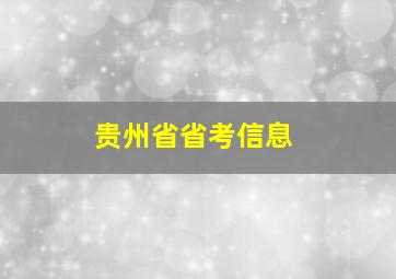 贵州省省考信息