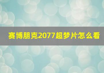 赛博朋克2077超梦片怎么看