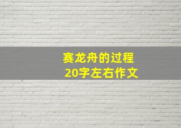 赛龙舟的过程20字左右作文