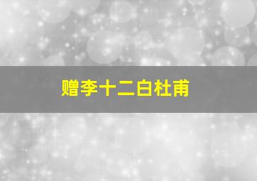 赠李十二白杜甫