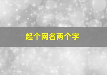 起个网名两个字