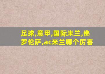 足球,意甲,国际米兰,佛罗伦萨,ac米兰哪个厉害