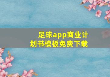 足球app商业计划书模板免费下载